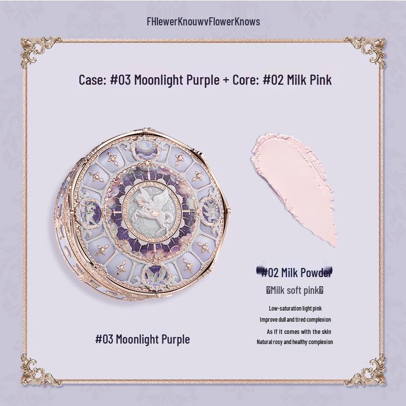 Новое поступление: Flower Knows Рыцарь Единорог Легкая Мягкая Рассыпчатая Пудра для Фиксации Макияжа с Отдельным Футляром и Облачным Ядром, 8 г.