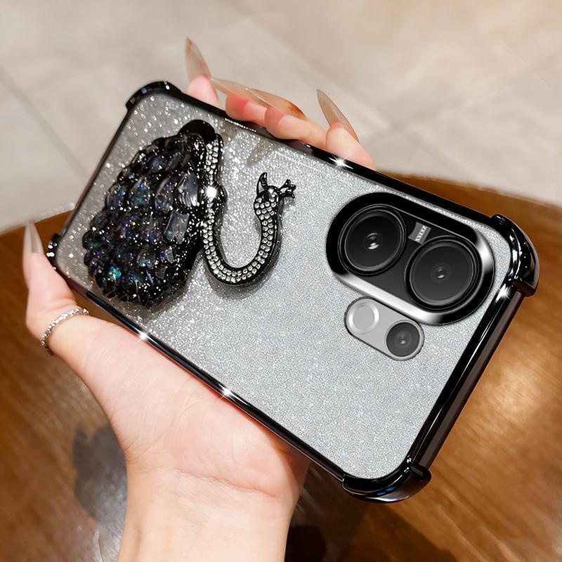 KEYSION Противоударный чехол с гальваническим покрытием для VIVO V60 5G Прозрачный Мягкий ТПУ Блестящий Инкрустированный стразами Лебедь подставка Задняя крышка для VIVO V60