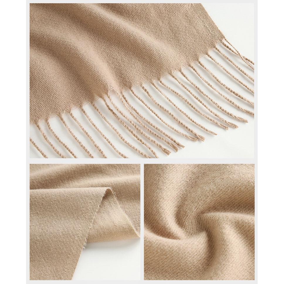 Осень-зима 2021, новый однотонный шарф из искусственного кашемира средней длины, теплый милый модный шарф с кисточками