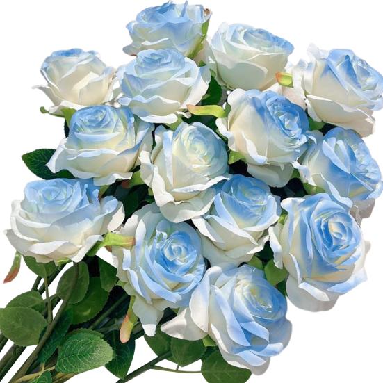 12 шт. искусственных розовых цветов, реалистичные, яркие, невыцветающие, искусственные розы, букет, свадебные украшения