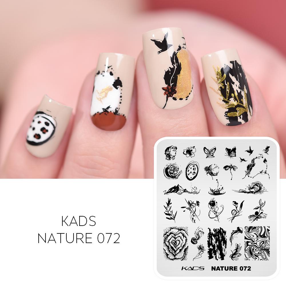 kads Chinese Stamping Nail Stamp Plate Tree Peony Butterfly Design Nail Art Printing Gel Polish 7*8cm Image Templates Plate