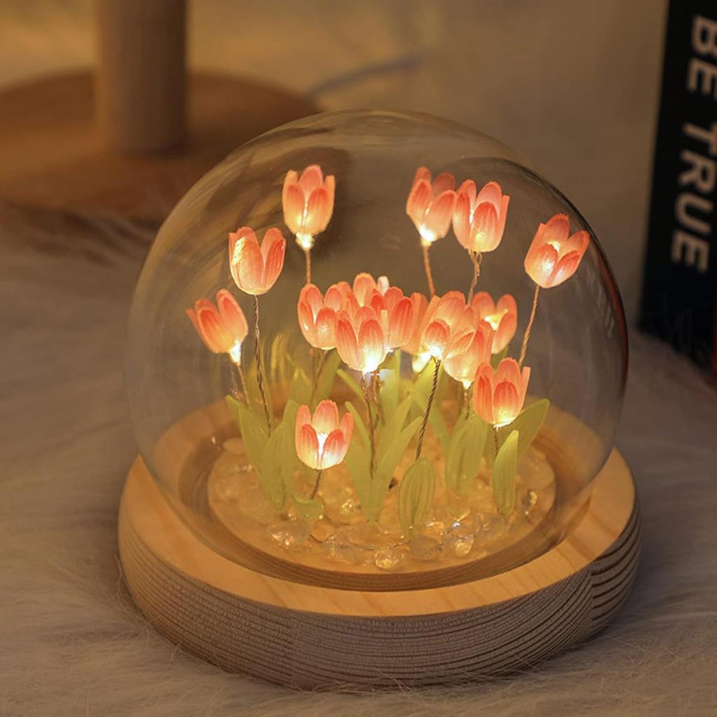 Tulip Night Light Table Lamp, Romantic Tulip Ambient Light, Handmade LED Bedroom Lamp,Simulation Flower Light for Lovers,Friends Birthday Christmas