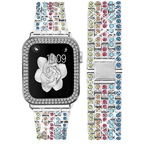 Металлический ремешок с корпусом для Apple Watch 45 мм 41 мм 44 мм 42 мм 40 мм 38 мм Алмазный браслет Ремешок для iWatch 9 8 7 6 5 4 3 SE Чехол