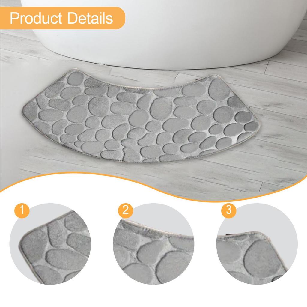 Curved Shower Bath Mat Anti Slip Household Decor Bath Rug Fan Shaped Foot Rug for Tub