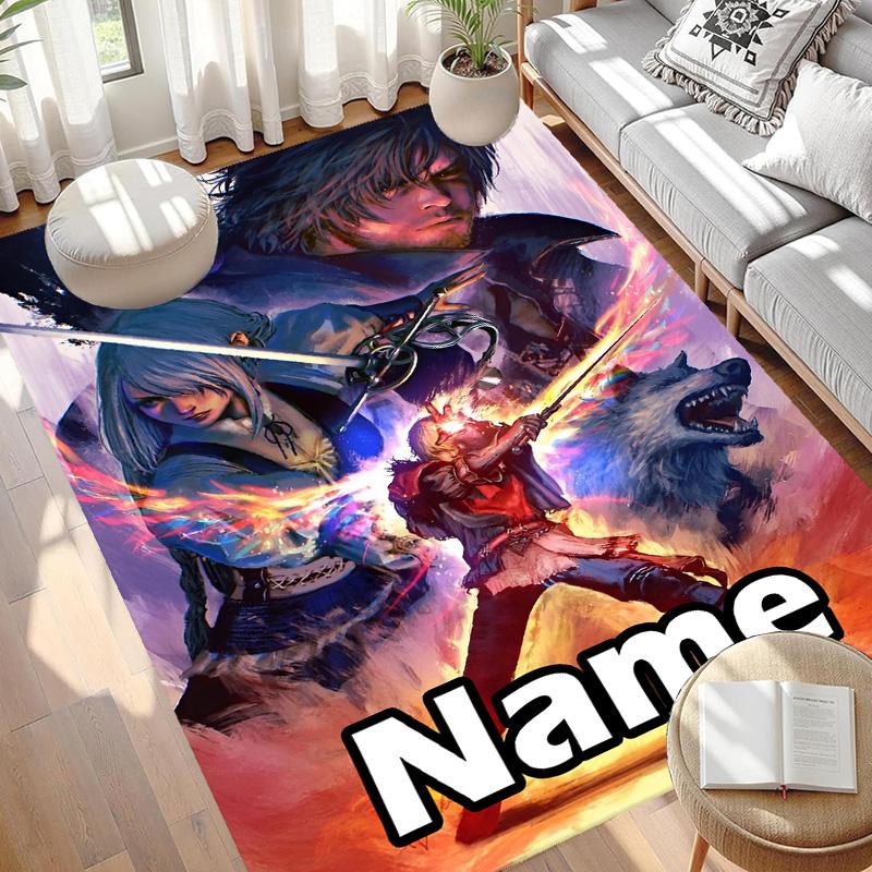 Custom Name Personalized Final Fantasy Print Carpet, Versatile Home Decor Rug, for Playroom, Apartment, Balcony, Entryway, Hallway Gift