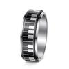 New European and American Rotating Decompression Jewelry Titanium Steel Men's Ring Piano Key Pattern Can Be Rotated