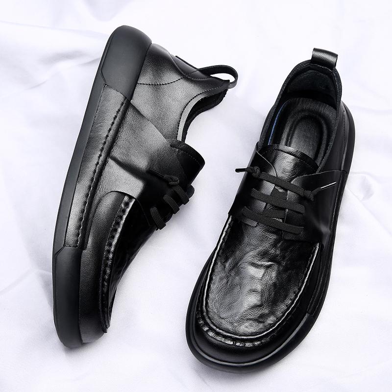Модная мужская повседневная обувь из натуральной кожи для прогулок, весенне-летние мужские кроссовки, дышащие, на шнуровке, повседневная обувь, офисный стиль, деловые лоферы
