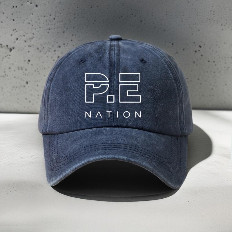 Lightweight Breathable Baseball Cap with P E NATION Letter Print Casual Unisex Hat for Outdoor Travel Beach