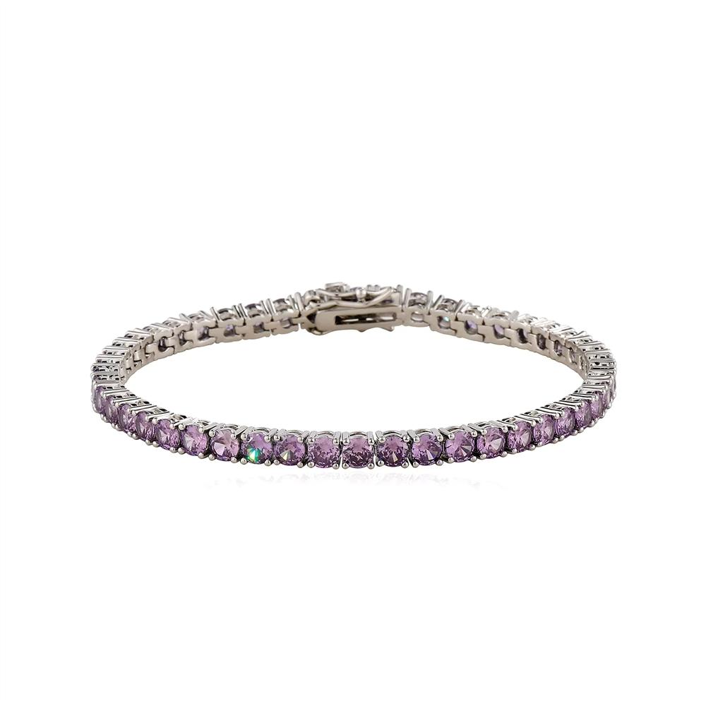 4MM Colored Tennis Bracelet Brass Prong Setting Single Row Colorful CZ Hip Hop Summer Daily Stackable Women Jewelry