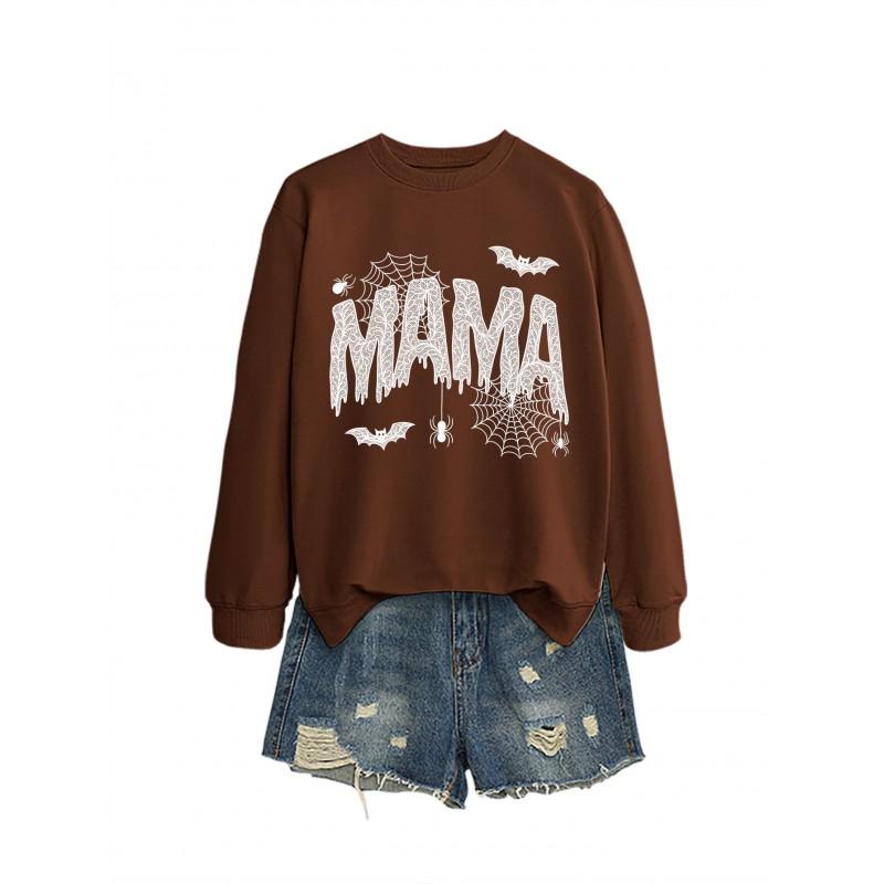 Womens Loose Fit Long Sleeve Cotton Hoodie With Lace Spider Print Fall Winter Casual Fashion Top