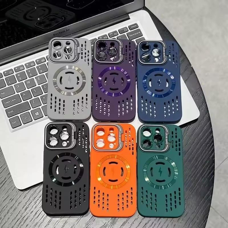 Дышащий мягкий чехол для задней панели для iPhone 17 16 15 14 13 12 11 Pro Max Plus Охлаждающий с теплоотводом Магнитный чехол для телефона для Magsafe