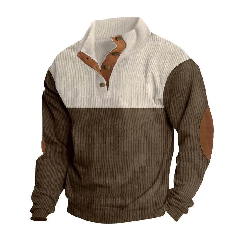 Outdoor Casual Mens Corduroy Sweater With Stand Collar For Urban Style And Winter Warmth