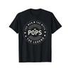 Мужская футболка с принтом POPS - Смелый круглый дизайн с надписями 'ЧЕЛОВЕК, МИФ' и 'ЛЕГЕНДА' - Стильная черная футболка с иконкой короны и звездными акцентами