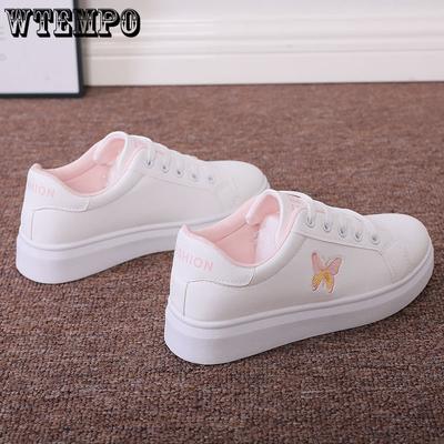 Маленькие белые туфли с вышивкой бабочки, женские осенние универсальные туфли на тонкой доске в корейском стиле, женская повседневная спортивная обувь на плоской подошве