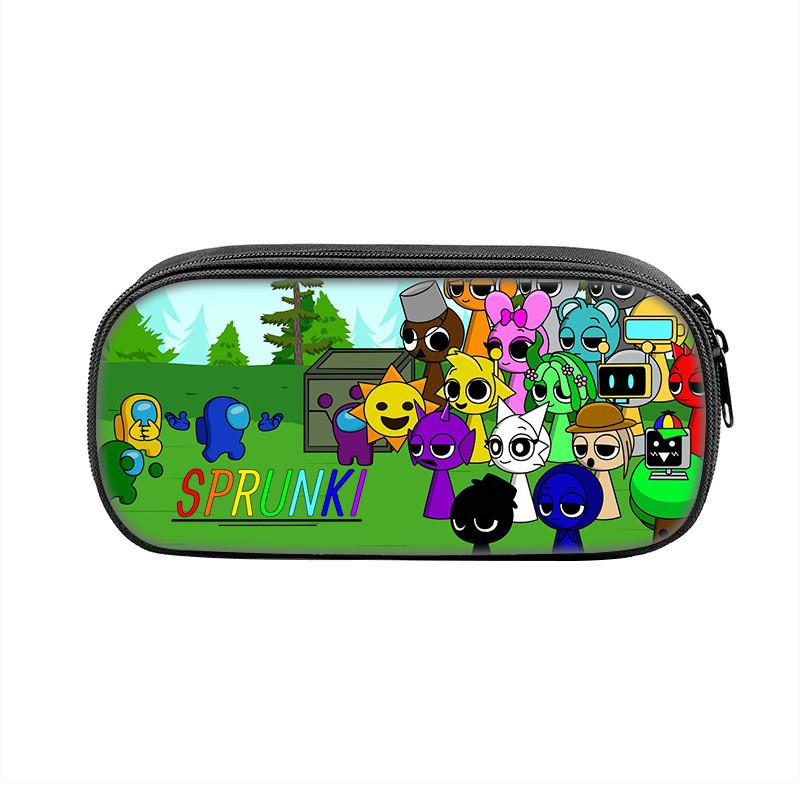 Sprunki Game Character Print Student Single Layer Stationery Storage Bag For Students And Office Supplies