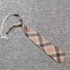 Free Jk Tie Plaid Brown Gray Vintage Student Pullover Rubber Band College Ins Japanese Tr Uniform Tie