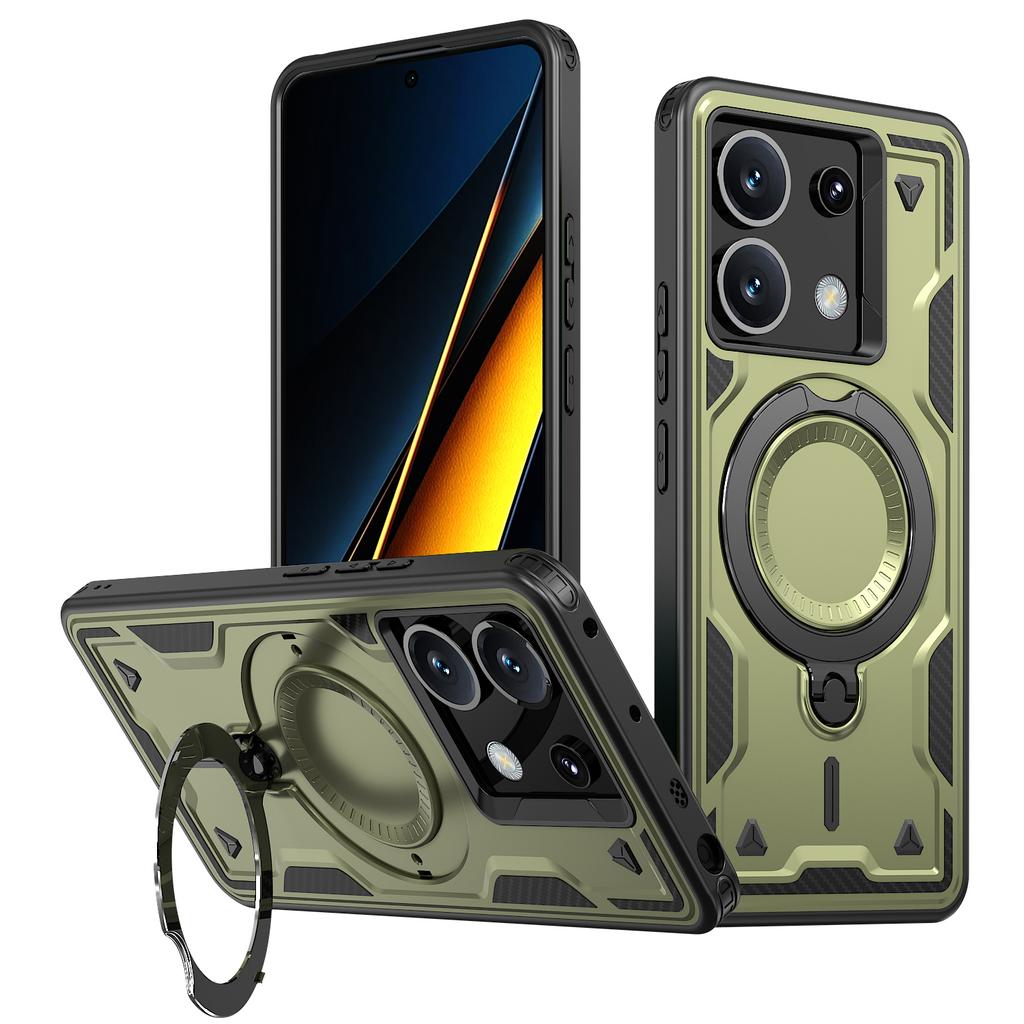 For Xiaomi Poco X6 5G Case Compatible with MagSafe Military Protection PC+TPU Kickstand Phone Cover