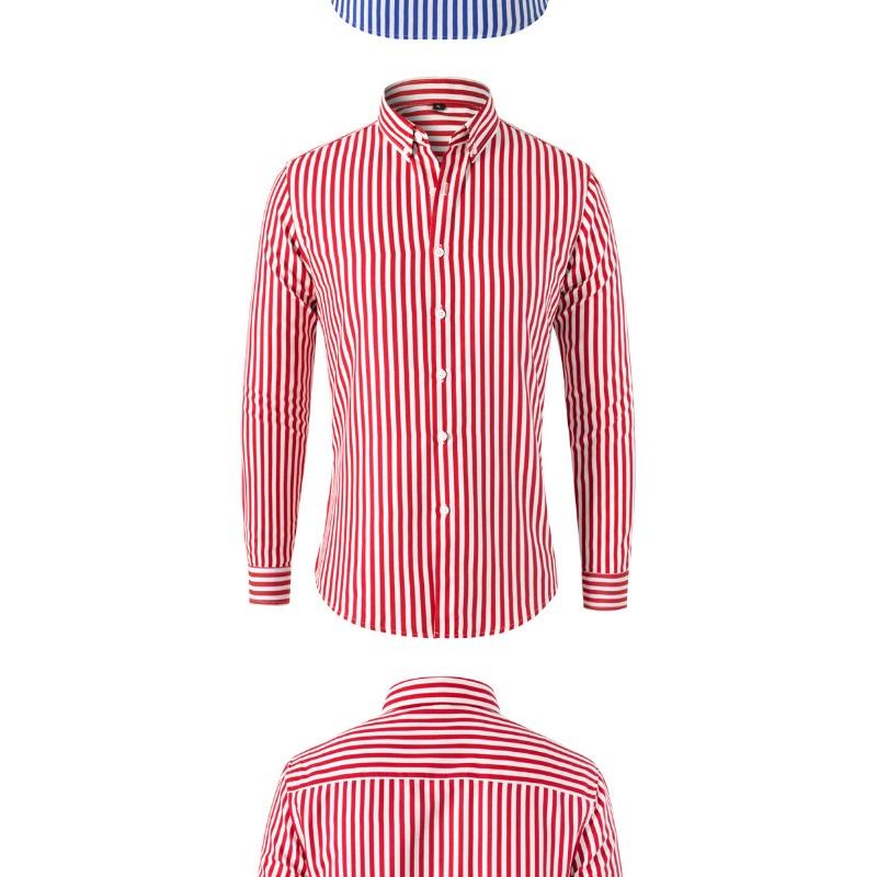 Мужская рубашка в полоску с длинным рукавом, отложным воротником, в стиле business casual, приталенного кроя