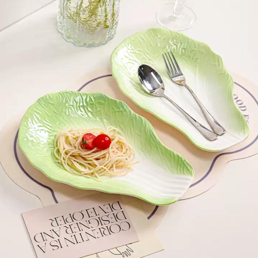 Creative Porcelain Plate Chinese Cabbage Shape Ceramic Homehold Tableware Vegetables Fish Fruit Salad Pasta Plates