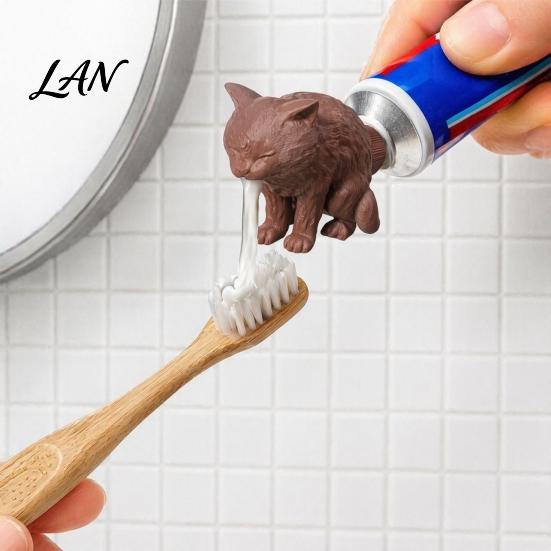 Funny Toothpaste Extruder 3D Printed Cat Cap, Vomiting Topper, Dispenser Creative for Kids Adults Bathroom Accessory Fun