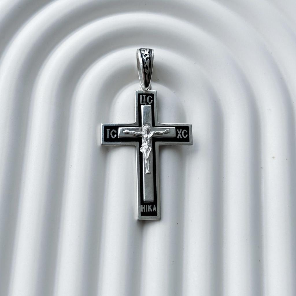 Серебряный крестик с емаллю (2156611)