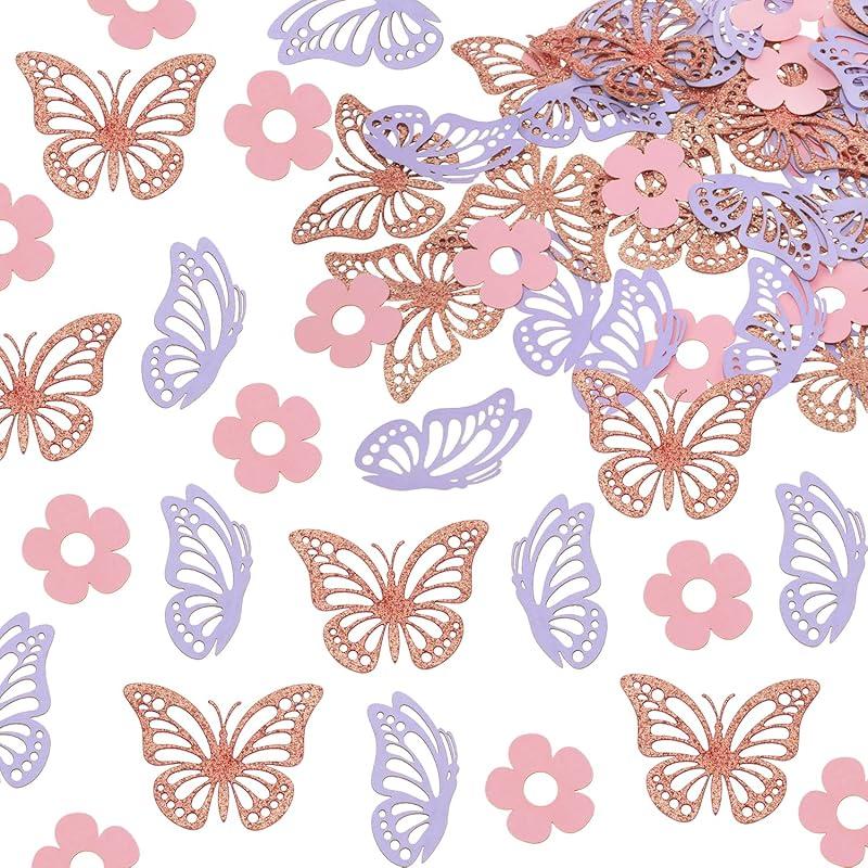ONLYKXY 13g Butterfly Flower Table Confetti Decor Glitter Butterfly Decoration for Birthday Wedding Theme Thanks Giving Party Valentine's Mother's