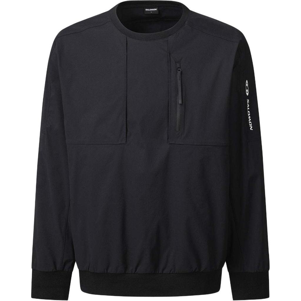 SALOMON Solid Color Crew Neck Pullover Long Sleeve Sweatshirt Men Sweatshirt Black LC2569900
