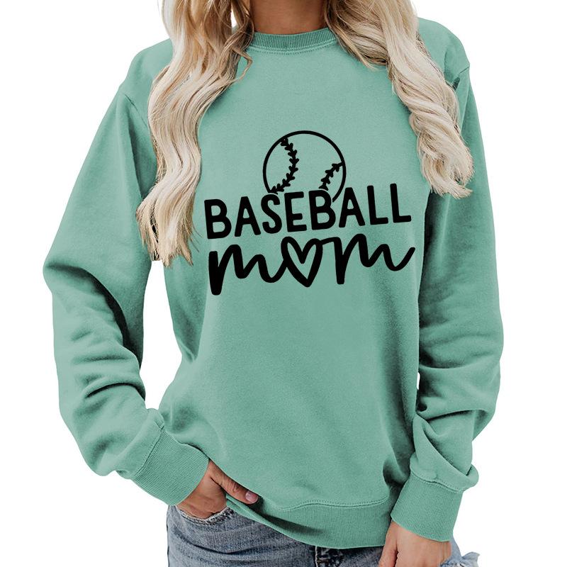 Women's Oversized Crew Neck Letter Print Baseball Sweatshirt Long Sleeve Casual Top Loose Fit Streetwear