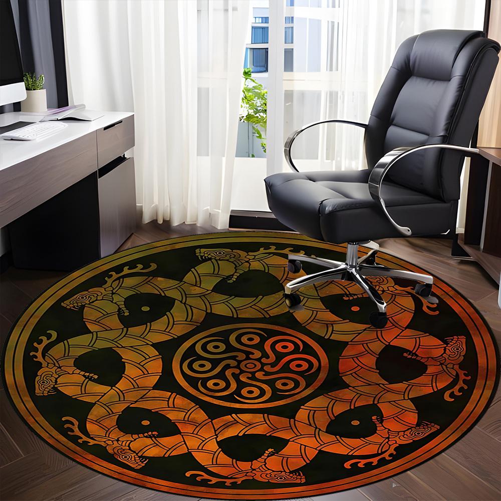 1 шт. Круглый ковер Serpent Mandala для офиса, под офисные стулья, в спальню, гостиную, декор для дома, декор комнаты, доступен в различных размерах