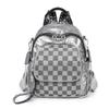 Women's Backpack Chessboard Rhinestone Bag Outdoor Leather Backpack
