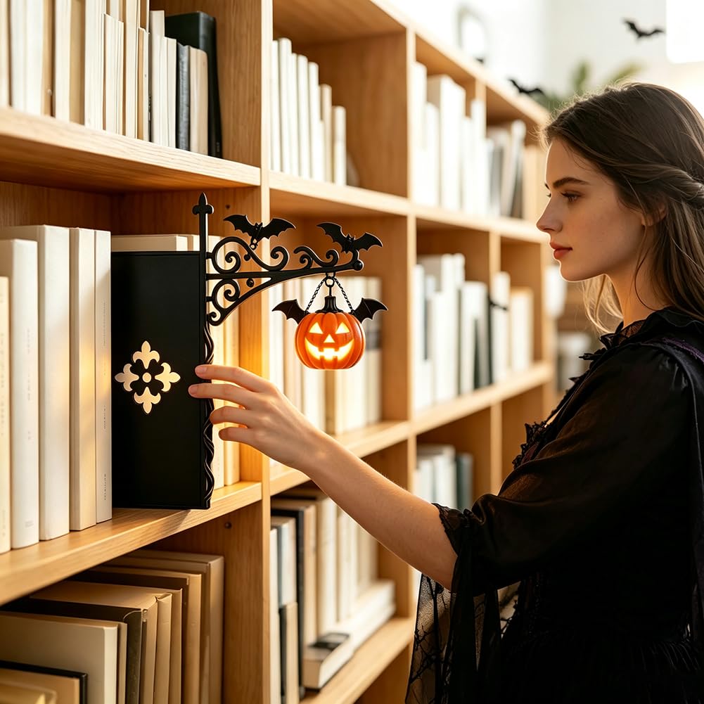 Library Shelf Lighting Lantern Metal Crafts Pumpkin Head
