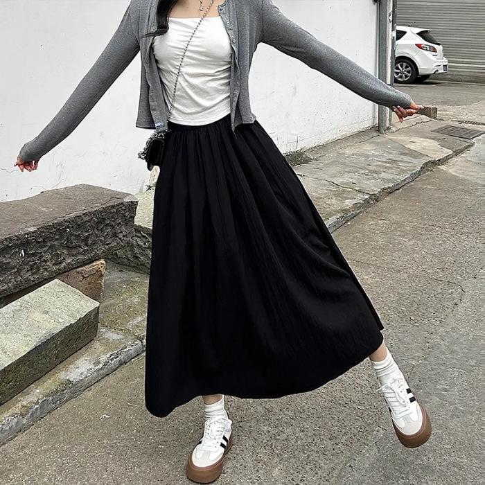 Юбка-макси Yamamoto с высокой талией и плиссировкой - Стройнящая, однотонная, универсальная, в японском повседневном летнем стиле