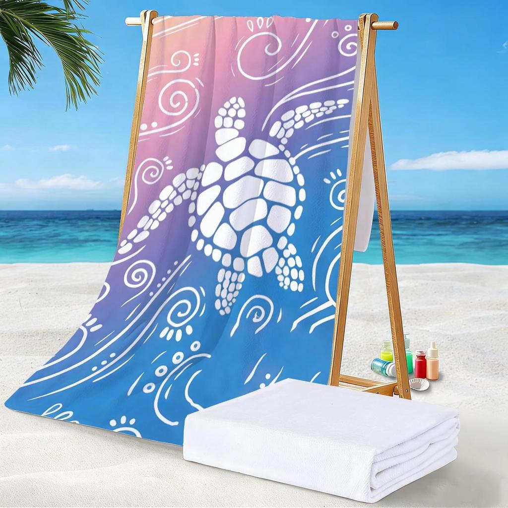 Direct Supply Of Marine Life Terry Printed Beach Towels, Microfiber Swimming Bath Towels