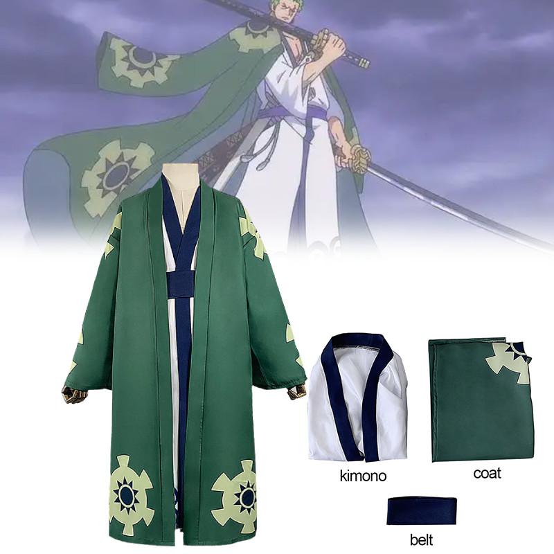 Костюм-кимоно Ророноа Зоро из One Piece, полный комплект, идеально подходит для Comic Con, Хэллоуина и семейных собраний.