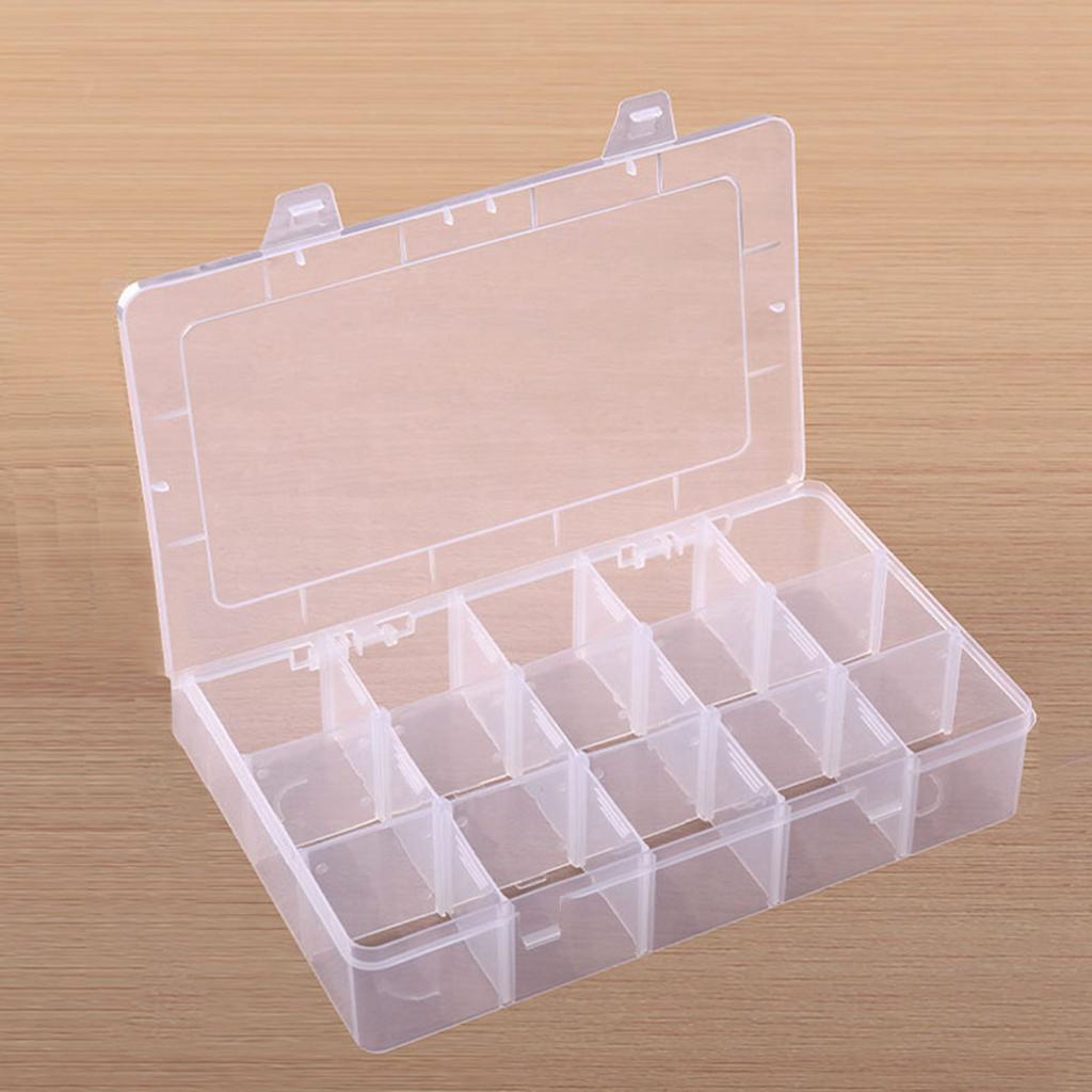15 сеток пластиковый органайзер коробка утолщение съемный видимый контейнер для бусин с крышкой