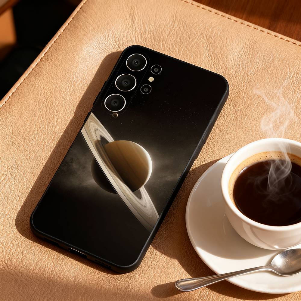 Чехол для телефона S-Сатурн S-Солнечная система Для Samsung S26,S25,24,23,22,30,21,10,9,Ultra,Plus,Lite,Черный Мягкий Чехол