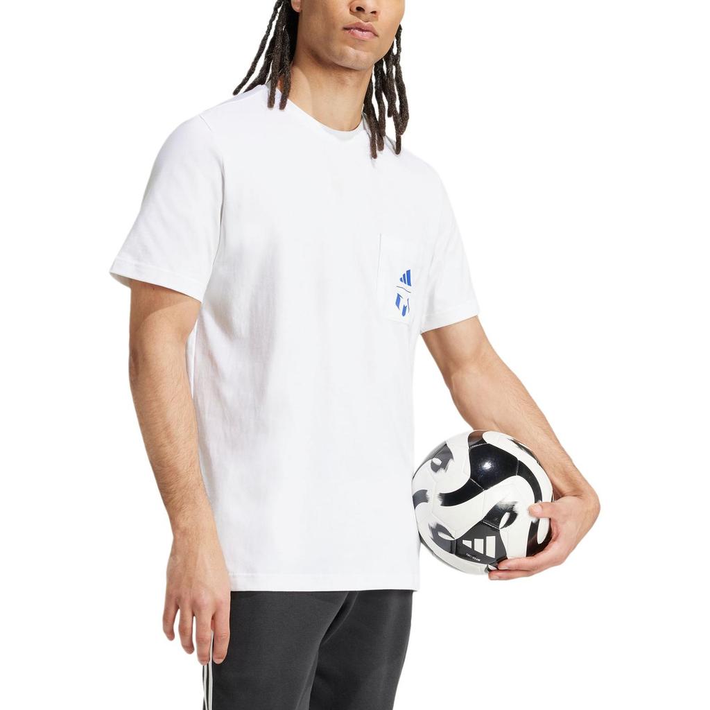 Adidas Messi T Shirts Unisex White Crew Neck Moderate IW0194