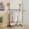 Multifunctional Bedroom Storage Racks Movable Double Rod Clothes Rack Telescopic Floor Hangers Wheeled Shoe Hat Hanger For Door