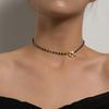 Female Women Black Crystal OT Buckle Clavicle Chain Crystal Bead Necklace Choker Women Jewelry