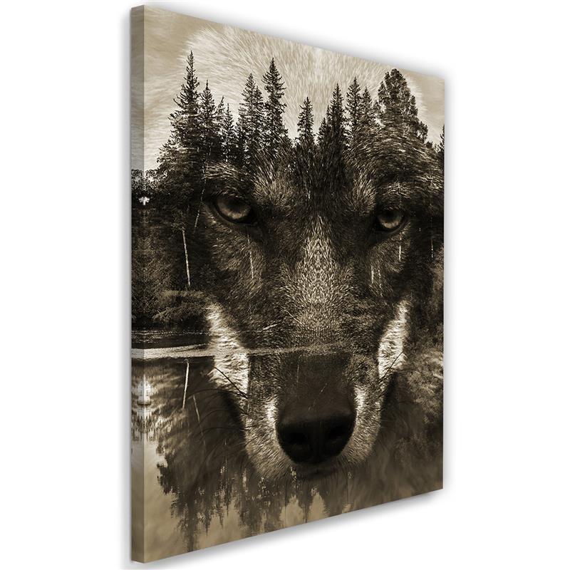 Canvas Print, Black Wolf Abstract Sepia