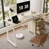 130*55*75cm, Spacious Desk with Storage, High-Density MDF Material, Drawer Slides, Triangular Braces, Easy to Assemble and Clean, Natural Wood + White
