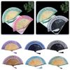 Chinese Style Art Craft Ornament Folding Fan Performance Props Floral Pattern Silk Cloth Multiple Colors Chic Gift Accessories