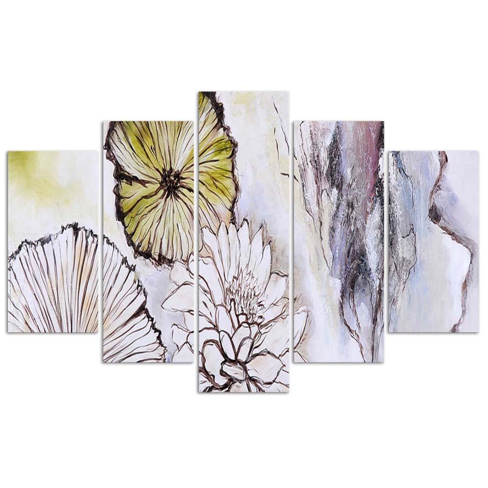 Feeby Five piece picture canvas print, Flowers