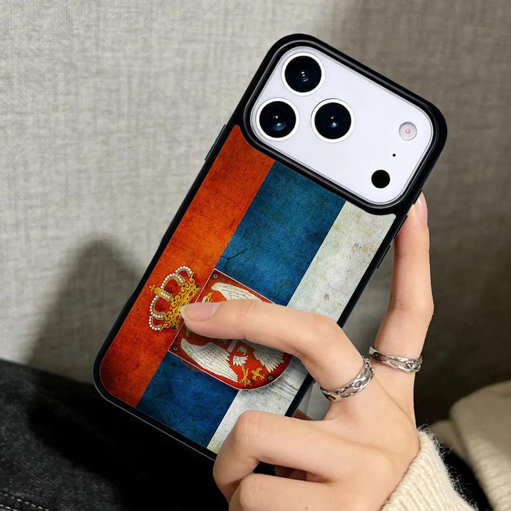 Чехол Case для iPhone 17 Air 16 Pro Max 15 Plus 11 13 Mini 14 12 Задняя крышка телефона Флаг Сербии Сербский