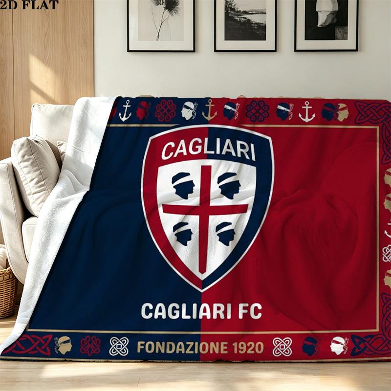 Cagliari FC Print Flannel Blanket High Quality Warm Comfortable Cover for All Seasons Perfect for Gifts Home Decor
