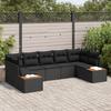 VidaXL 7-piece Garden Sofa with Cushions Black Poly Rattan Acacia 3348159