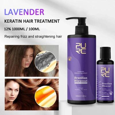 Лавандовый кератиновый выпрямляющий разглаживающий лечебный крем для вьющихся и кудрявых волос с бразильским кератином Профессиональная салонная продукция