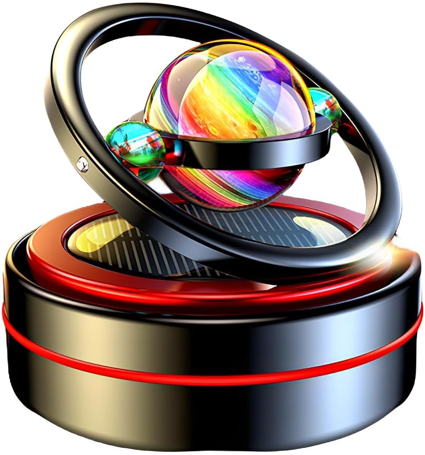 Solar Car Air Freshener Dashboard Fragrance Automatic Rotation Galactic Planets Essential Oil Diffuser Auto Ornaments