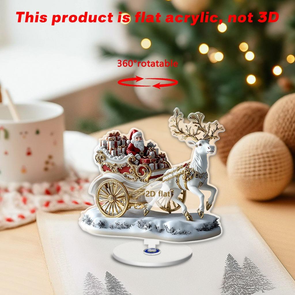 Double-Sided Acrylic Decoration Festive Rotating Christmas Decoration Santa Snowman Ornament 2D Acrylic Ornament