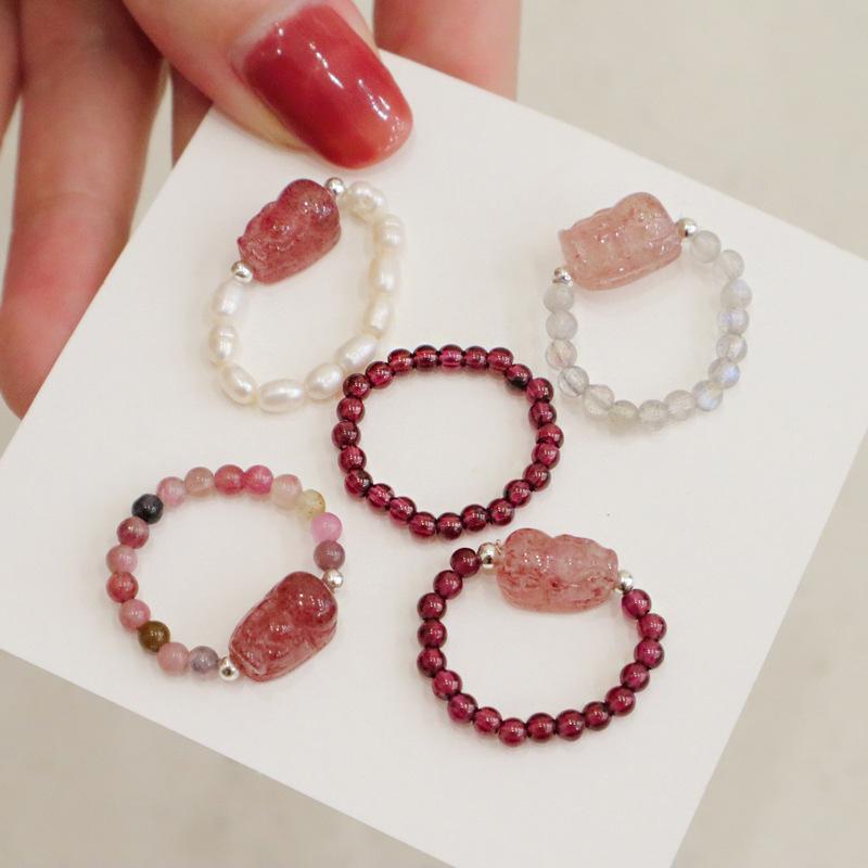 Natural Crystal Pearl Tourmaline Strawberry Crystal Bangles Women Fashion Jewelry Accessories Gift